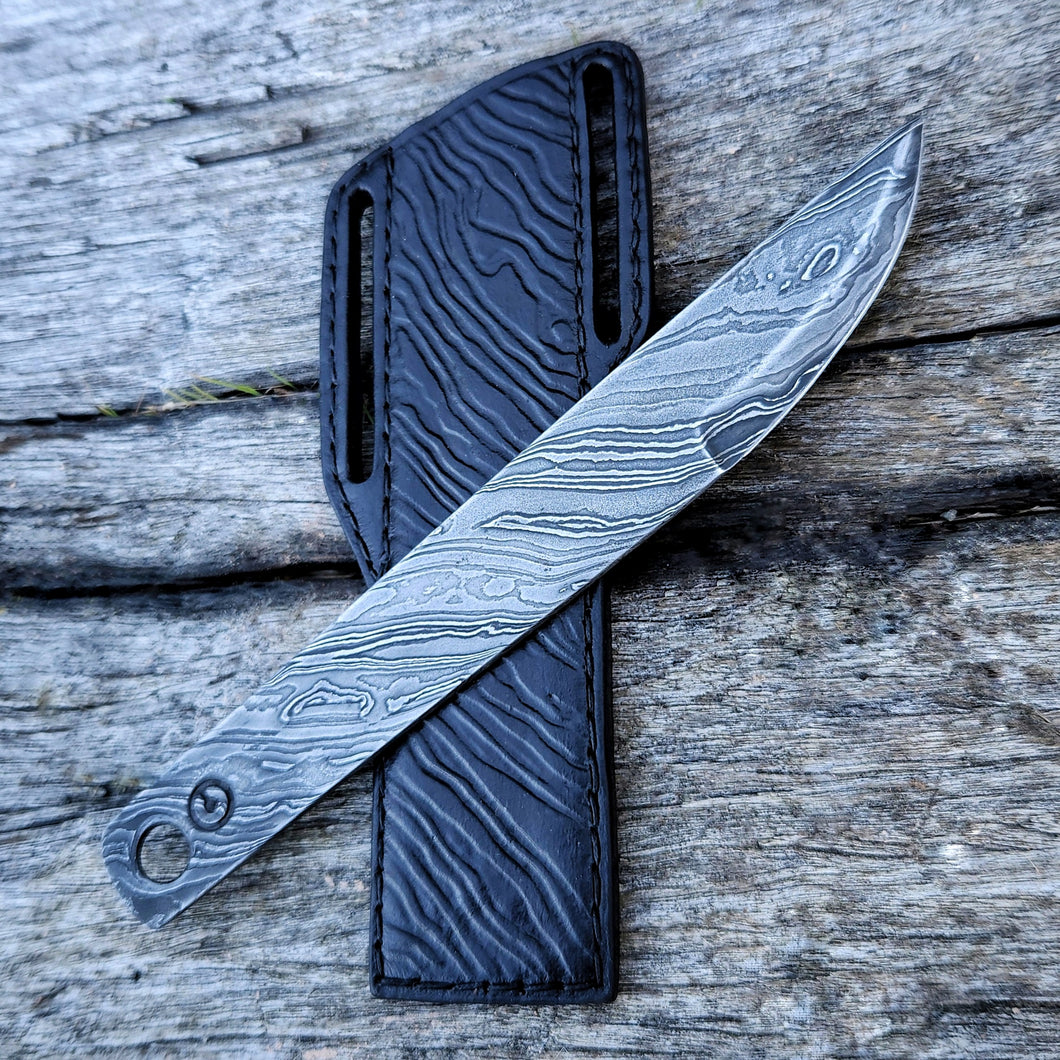 Sheathed Damascus Steel Utility Knife