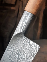 Integral Damascus White Quartz Kitchen Knife blade pattern and integral bolster detail