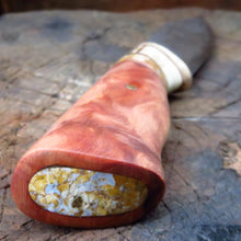 Storm jasper go mai hunter showing the handle profile and jasper agate stone inlay