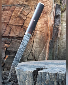 Twisted Narrow Carving Seax with White Quartz